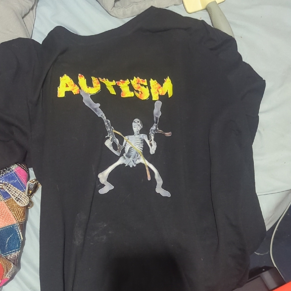 Black Graphic T-Shirt with Skeleton Design